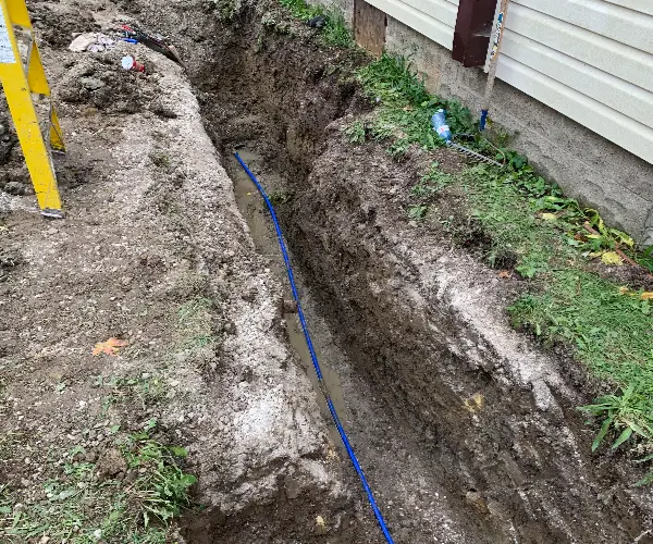 water and sewer line trenching